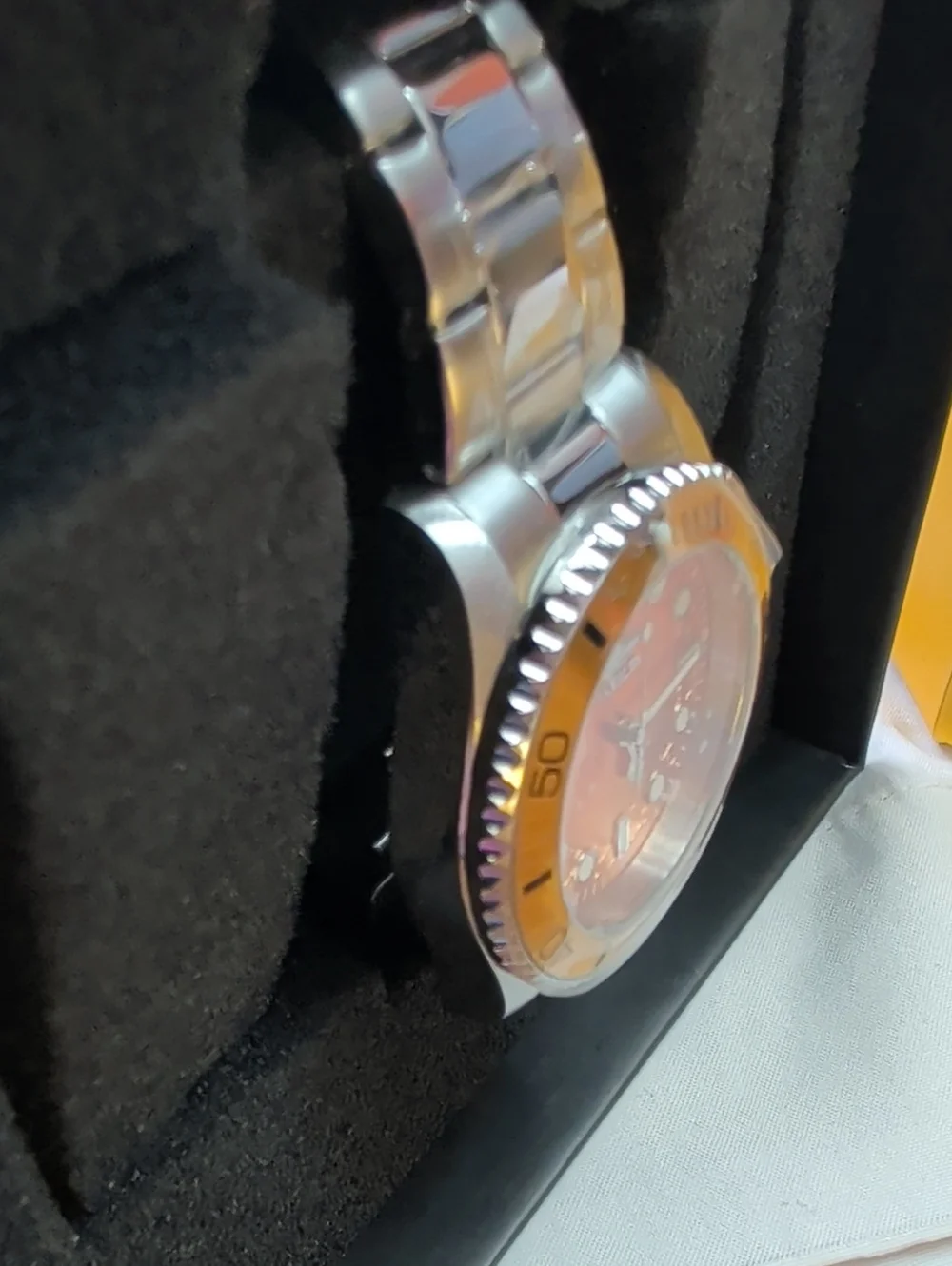 NWT Womens Invicta Pro Diver Stainless Steel Watch – Orange Dial & Bezel 34mm